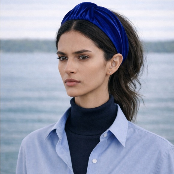 Lele Sadoughi Accessories - Lele Sadoughi Navy Velvet Knot Headband | Bestseller | Comfortable Wide Band